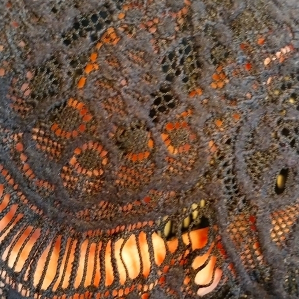 Worthington Women's Vintage Black Lace Sheer Short Sleeve Top Size Medium Nylon - Picture 8 of 8